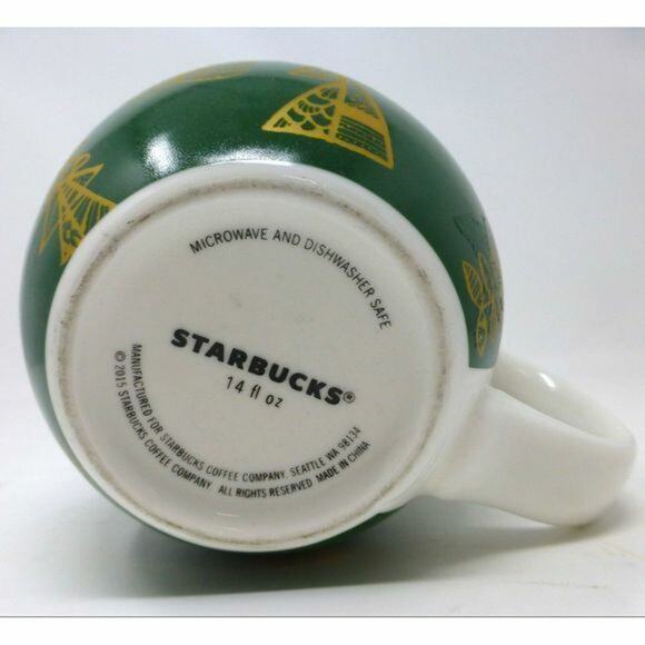Starbucks 2015 Green Gold Christmas Trees Coffee Tea Mug Cup Xmas - Picture 4 of 5